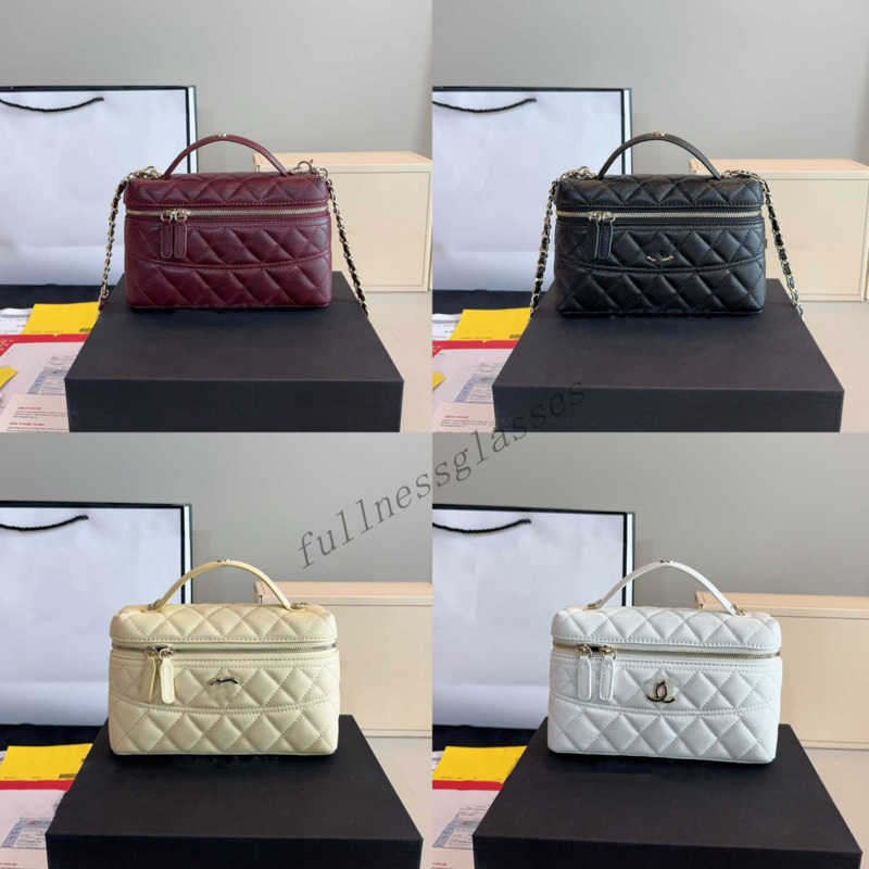 L P hot Enamel handle kel Cases Chain Bag Shoulder bag Handbag CC Makeup Box Vanity BagTote Caviar Sheepskin Cosmetic Case Women Designer Crossbody Multiple colors 9A