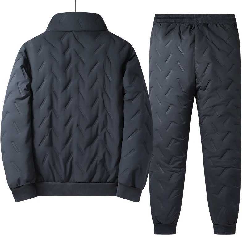 Autumn Winter Lamb Woolen Tracksuit Men Thick Warm Fleece Lined 2 Piece Sets Jacket Pants Sportswear Plus Size 7XL Sweat Suits W251202