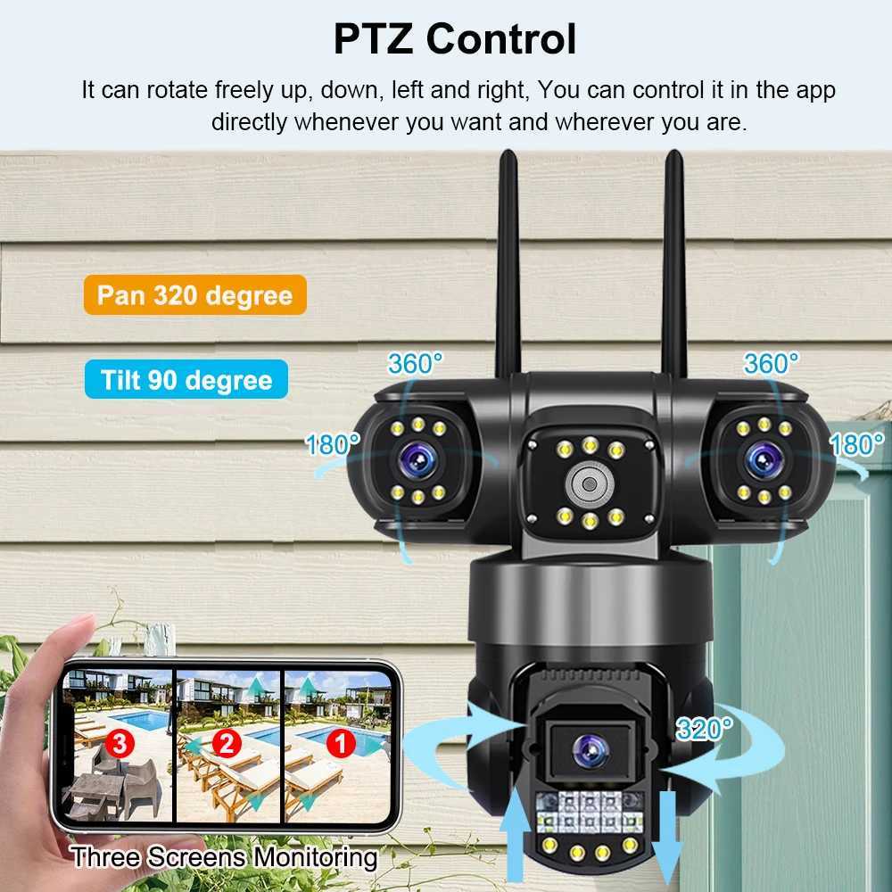 V380 Pro WiFi IP Camera Outdoor 12MP 6K Triple Lenses Triple Sns Security Video Monitor Night Vision Waterproof CCTV Cameras C251202