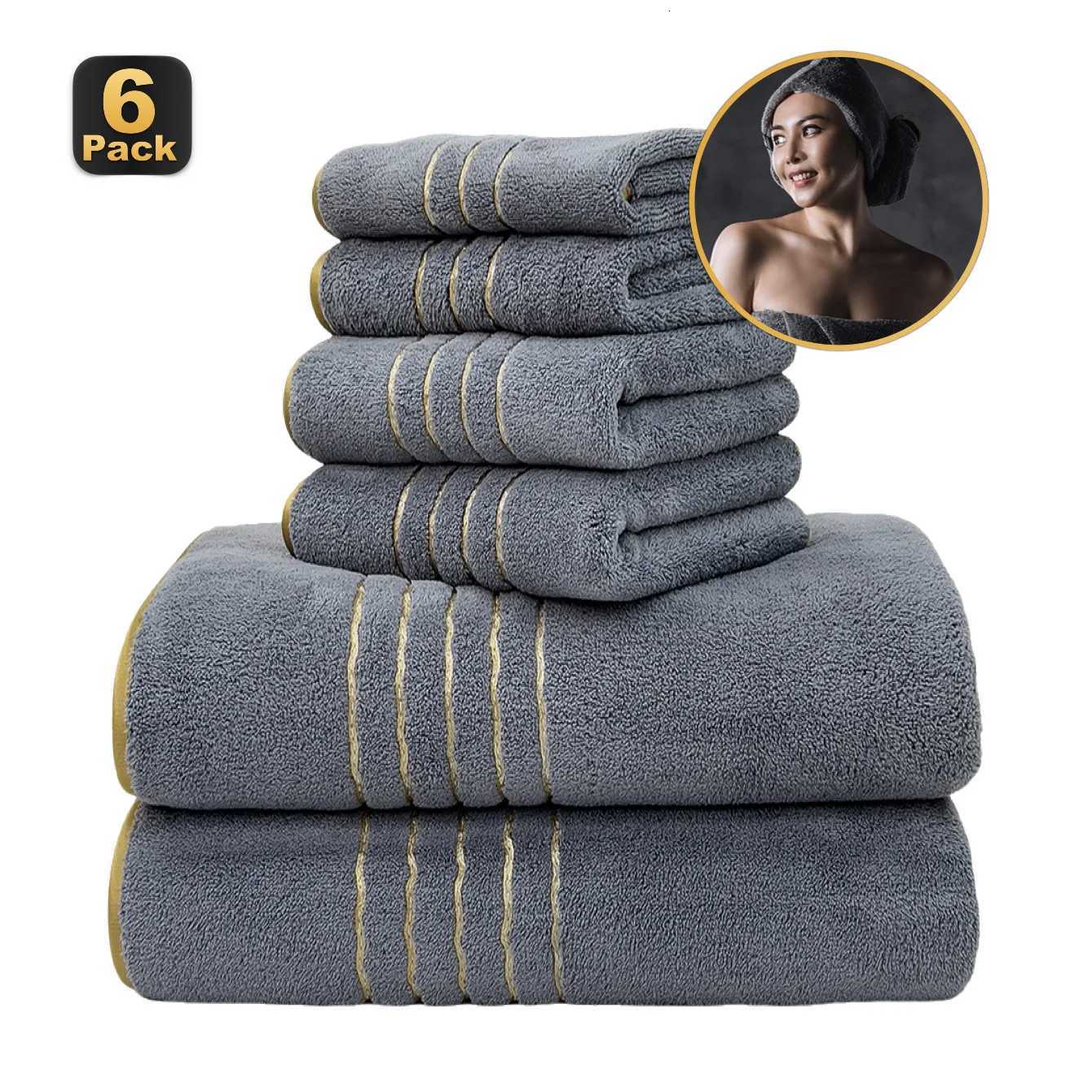 6 Pcs Super Soft Towel Set 2 Bathtowels 2 Hand Towels 2 Washcloths Quick Drying Highly Absorbent Towel for Household Couples Y251202