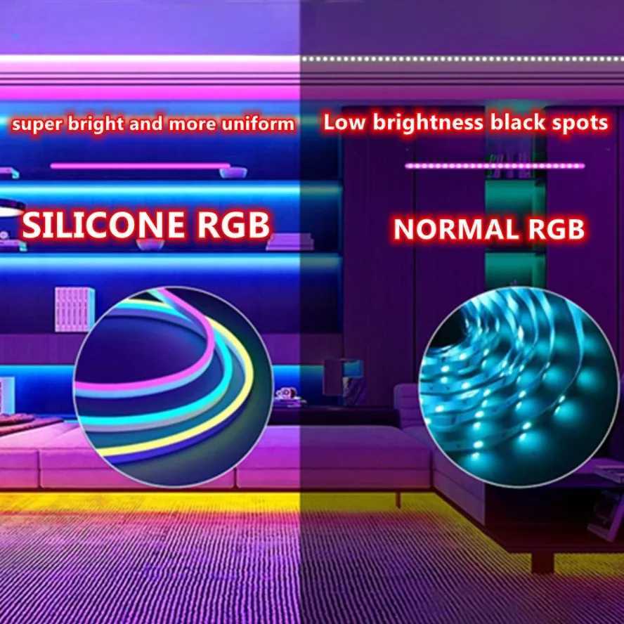5V RGB Neon Strip Light 1M 2M 3M 5M USB Waterproof Flexible Ribbon Tape Neon Lights with Bluetooth Remote Control for Home Decor H251201