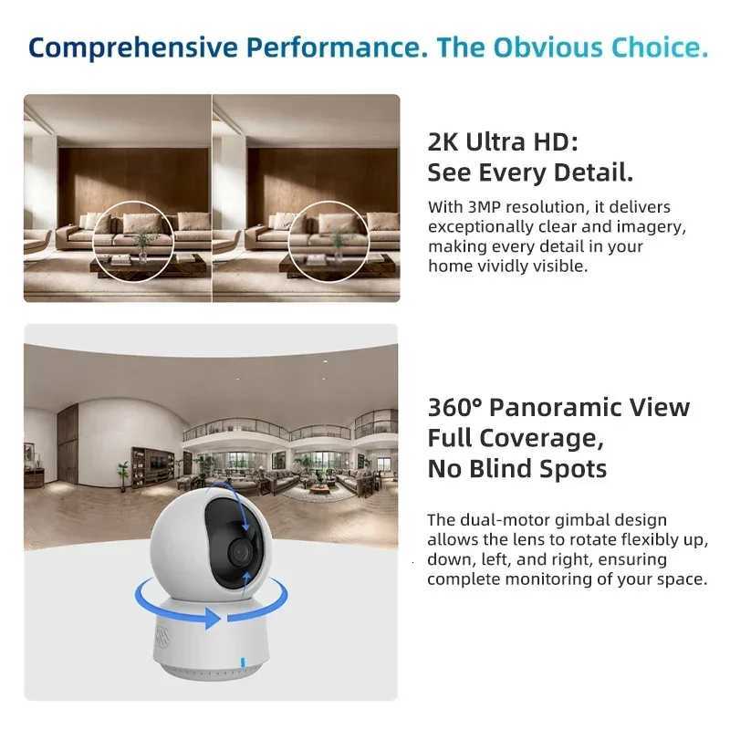 Aqara Smart Camera E1 Baby Security Monitor 2K HD 360 Auto Tracking 2-Way Talk AI Human Face Detection for HeKit APP C251202