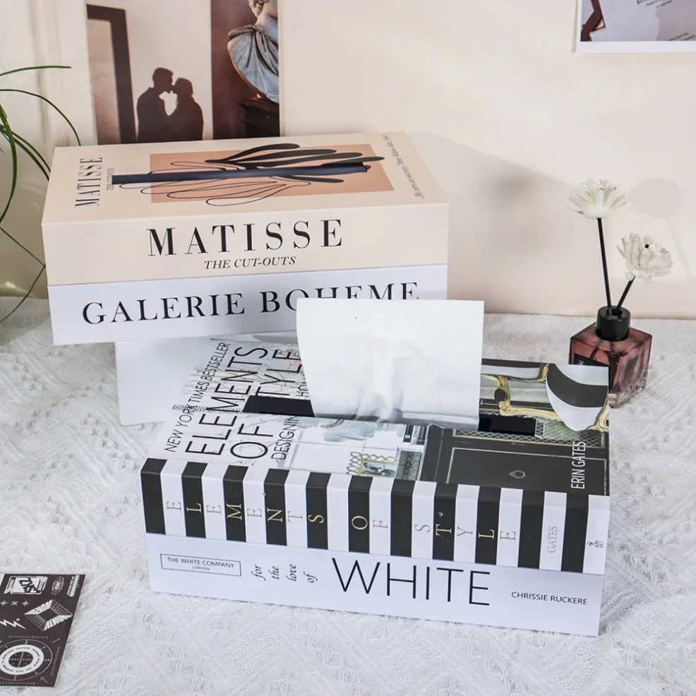Luxury Book Style Tissue Box Napkin Holder Case Paper Box Container Fashion Hotel Storage Box He Table Decoration Ornaments H251201