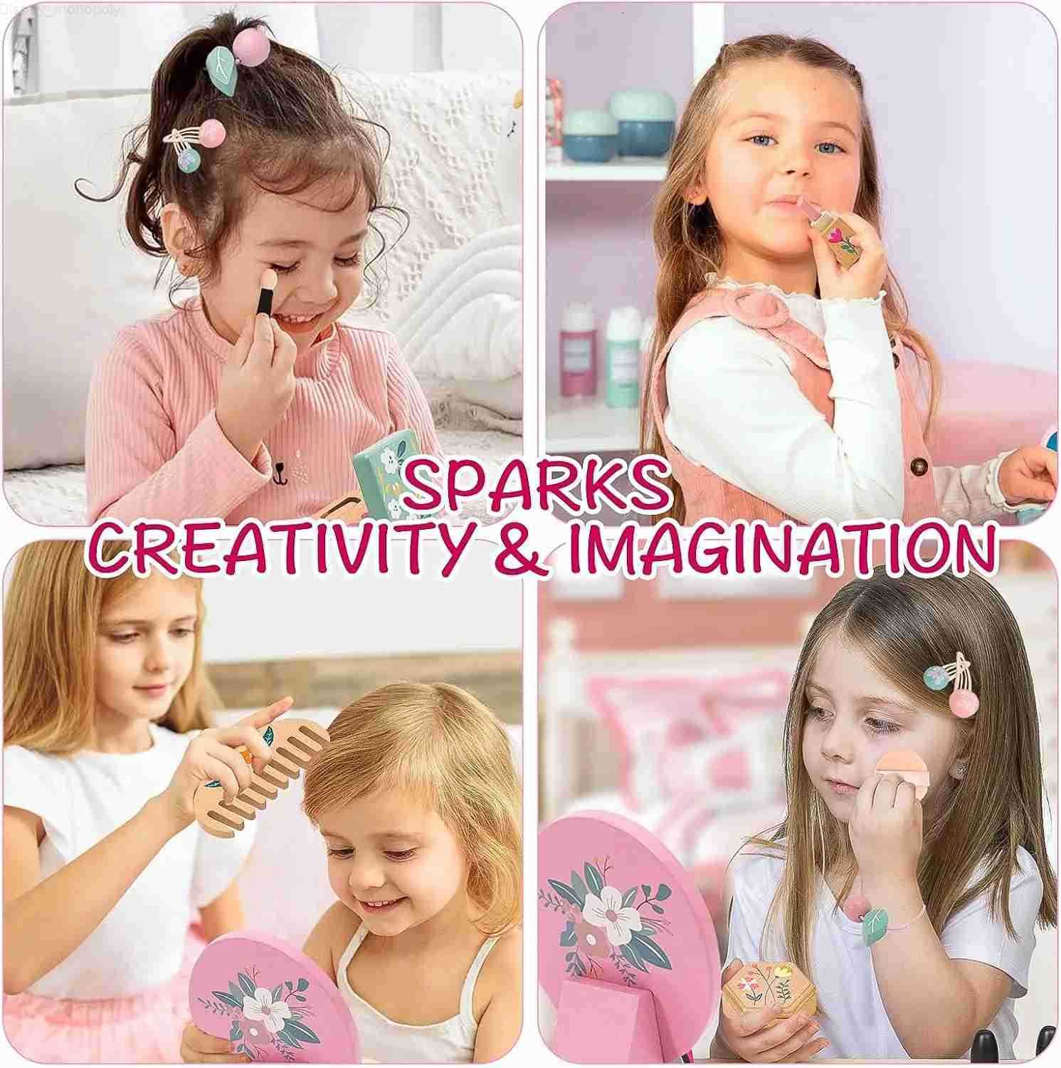 Disney Wooden Pretend Play Makeup Toys Simulation Makeup Set Girls MakeUp Dressing Table Cosmetics Toys Birthday Gifts For Children H251202