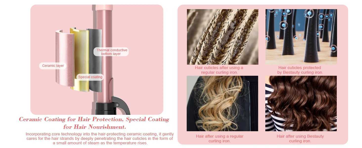 Hair Curler Ceramic Curling Iron Wand Set Hair Tongs with Interchangeable Ceramic Barrel Hair Clip Heat Protective Glove C251202