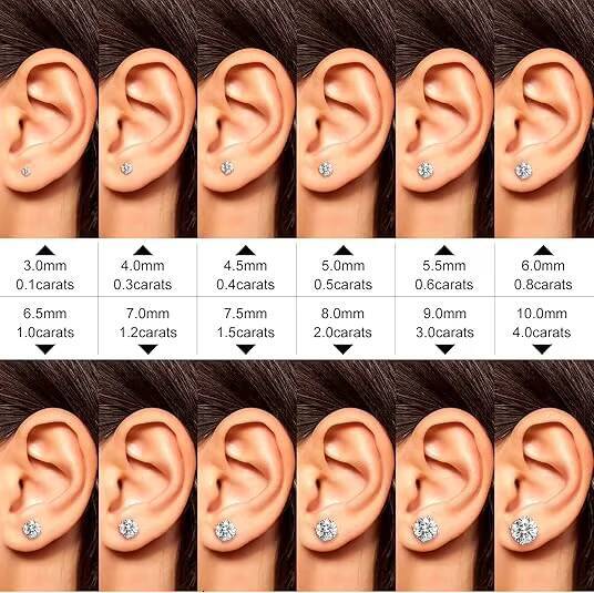 01ct-5ct 3-11mm Moissanite Earrings 925 Sterling Silver Gold Plated Studs D Color VVS Diamond for Men Women GRA Luxury Jewelry