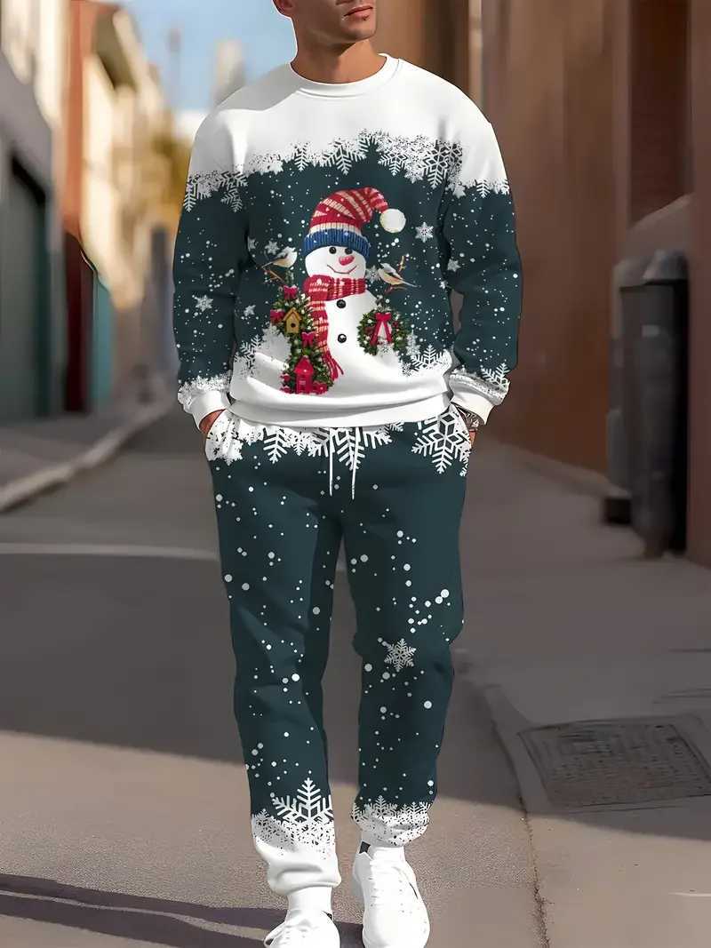 Christmas Clothing Set Spring Autumn Men Women Fashion 3D Printing Suit Casual Sportswear Sweatshirt Jogging Pants 2Pcs Sets W251202