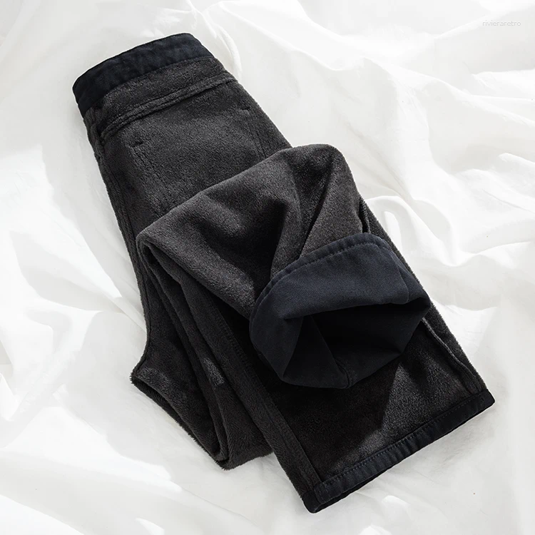 Women's Jeans Autumn/Winter Fleece-Lined And Thickened Straight-Leg Loose-Fit Plus Size For Cold Weather Classic Stretch Trouser Z260313