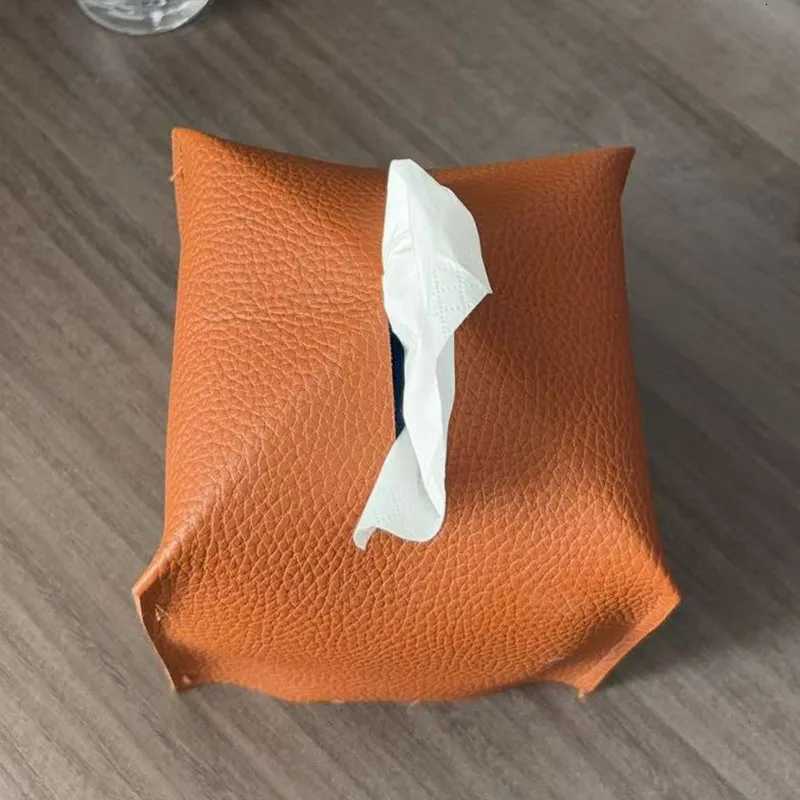 Tissue Box Cover Square Decorative PU Leather Holder Modern Tissue Case Facial Paper Organizer Dispenser For Bathro Countertop H251201