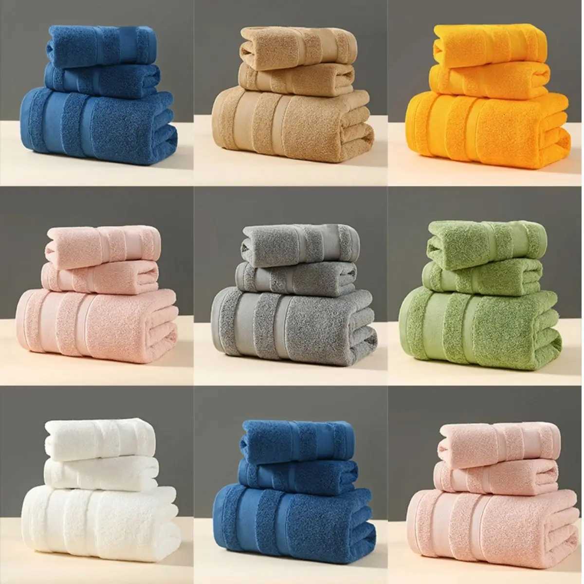 2 Pcs Towel Set 100 Cotton Soft Absorbent Towels for Bathroom Livingroom Kitchen Y251202