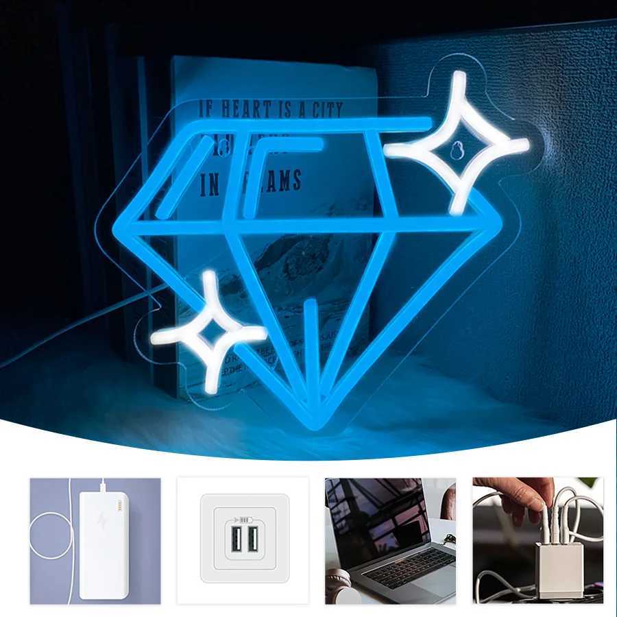 Diamond Led Neon Sign Used For Wall Decor Usb Powered Bedroom Home Wedding Club Party Decor Office Art Wall Lamp H251201