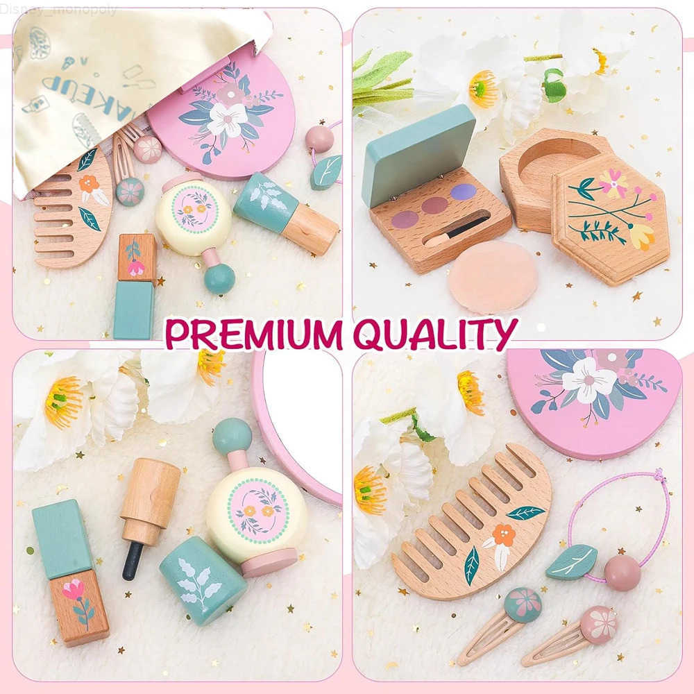 Disney Wooden Pretend Play Makeup Toys Simulation Makeup Set Girls MakeUp Dressing Table Cosmetics Toys Birthday Gifts For Children H251202