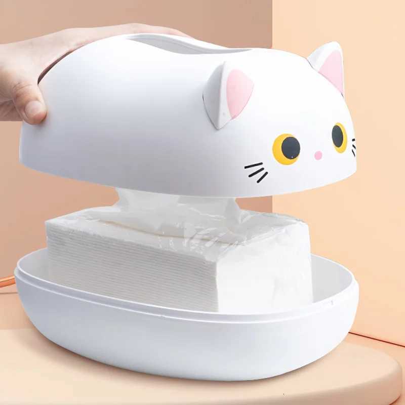 Kawaii Cat Tissue Box Livingro Napkin Storage Box Kitchen Paper Container Desktop Toilet Paper Holder for Bathro Dormitory H251201
