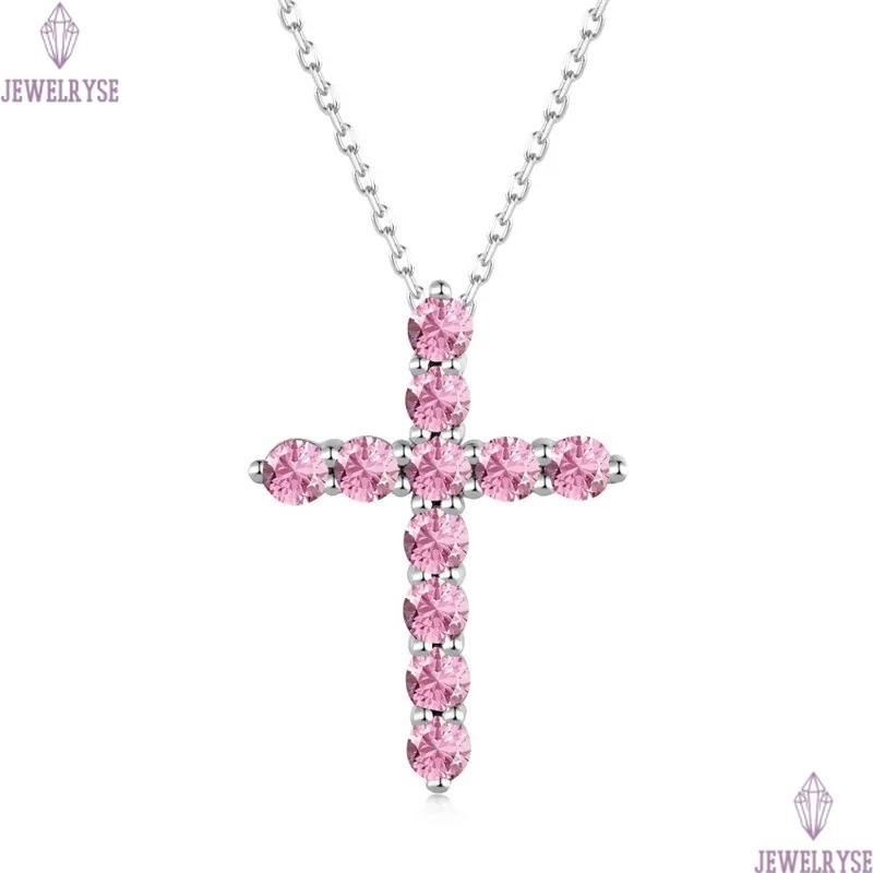 pink diamond heart cross necklace desinger for woman party s925 sterling silver luxury jewelry 5A zirconia womens love choker necklaces friend birthda