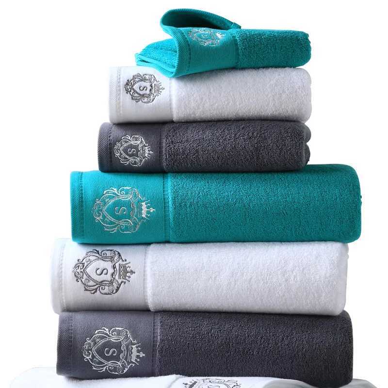 AHSNME 80x150cm Royal Premium 100 cotton Towels Hotel SPA club sauna beauty peacock Blue Gray Towel salon free custom Y251202