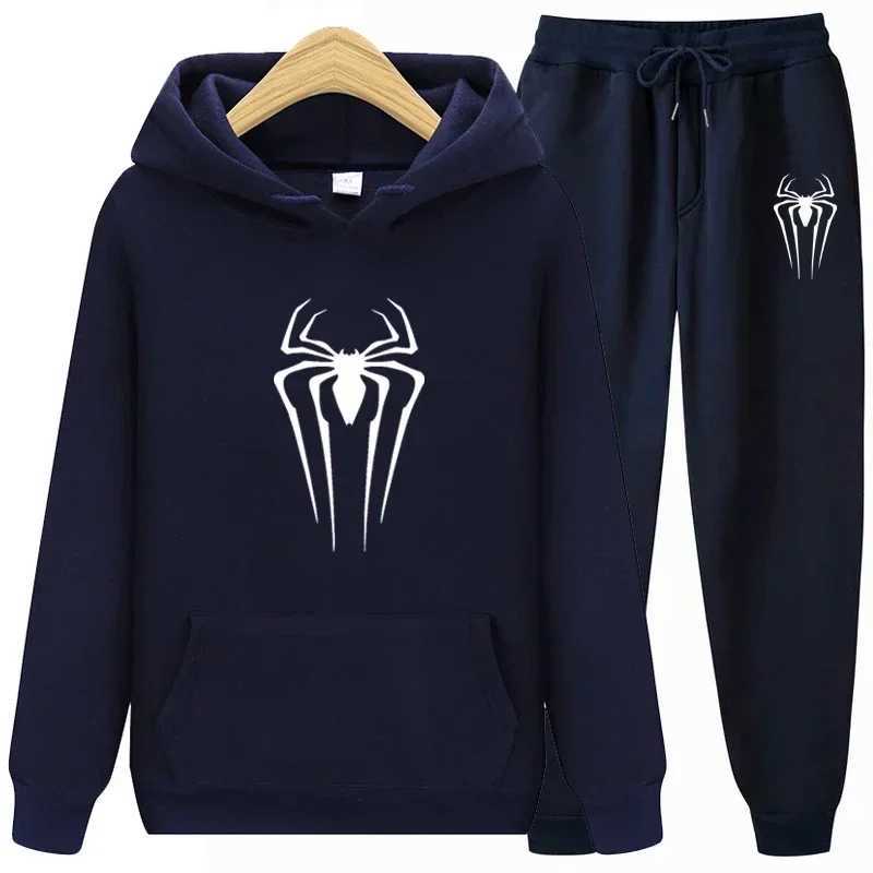 Spring And Autumn New Extraordinary Spider Sportswear Men 2-piece SweatshirtSweat pants Sportswear Hoodie Casual Pullovers Sets W251202