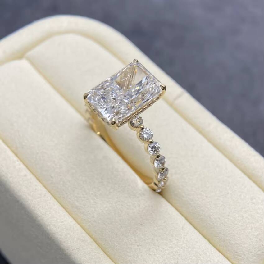 1ct 2ct Radiant Cut Hidden Halo Ring IGI Lab-grown Diamonds 14K 18K Gold Prong Setting Rings with Lab CVD Radiant Shape Diamond