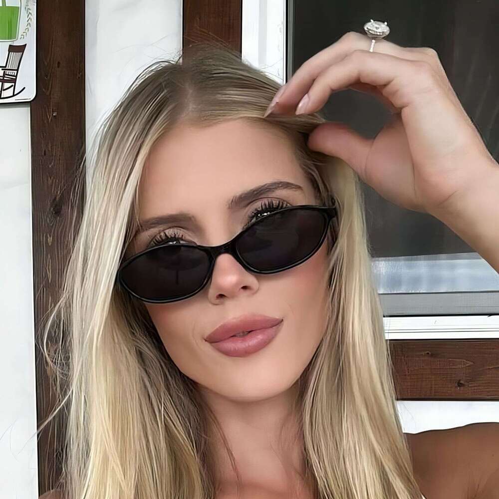 Vintage Personality Small Frame Oval Artistic Style European and American Ins Cross-Border Trend Sun Protection Sunglasses