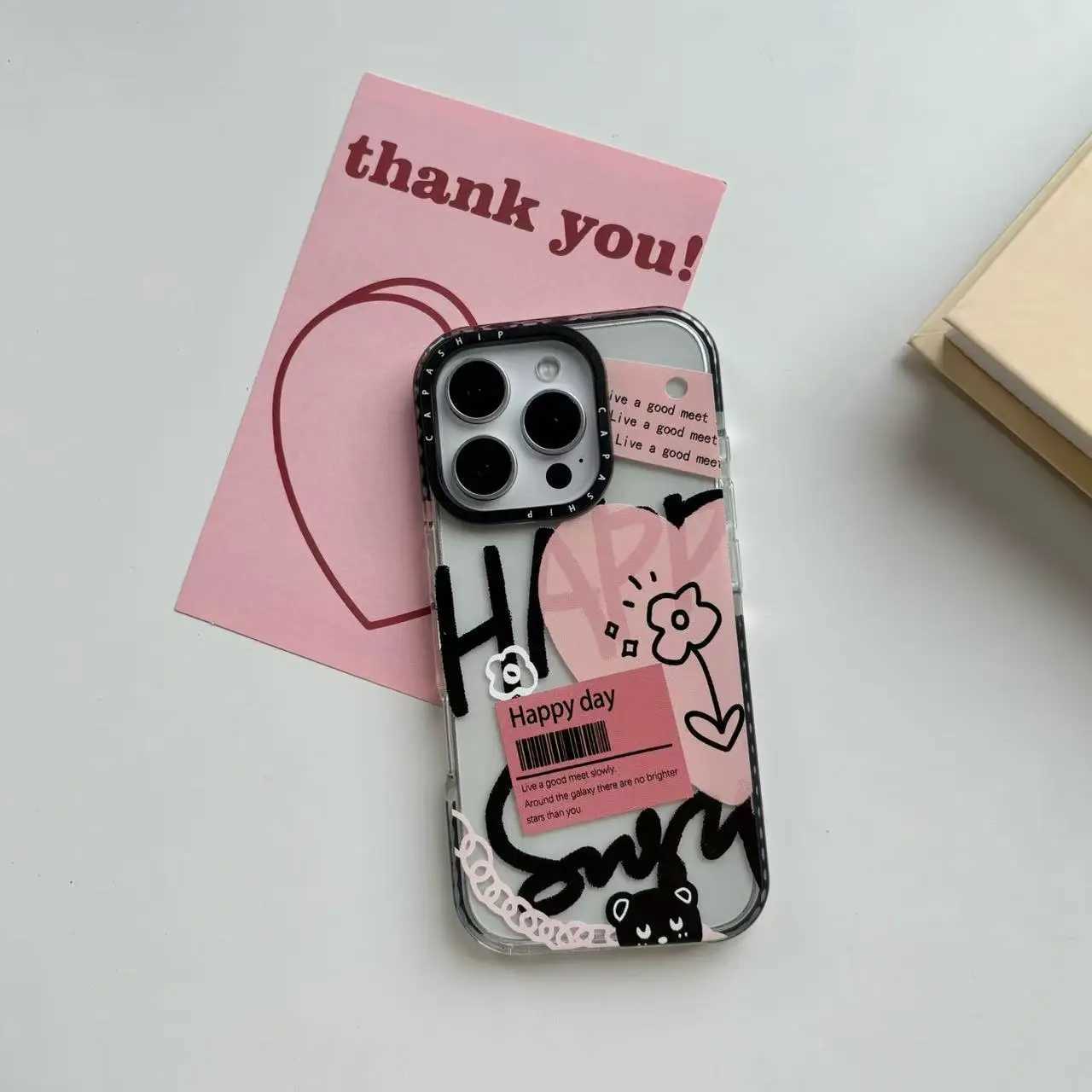Exquisite Heart Shaped Alphabet Line Flower Graffiti Cartoon Transparent Cover Case for iPhone 12 13 14 15 16 17 Pro Max Air J251202