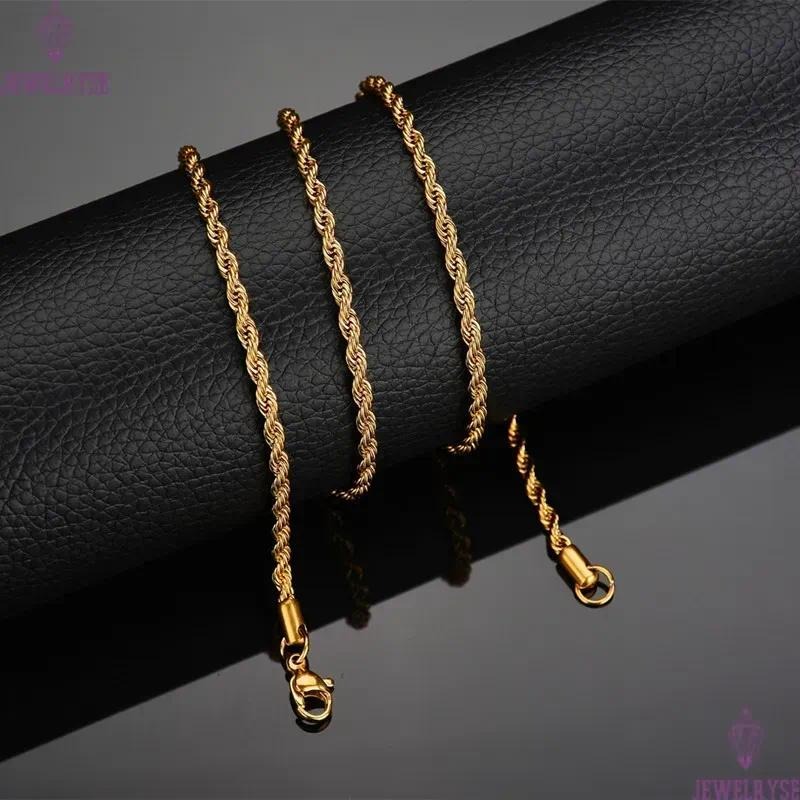 Punk Hiphop Necklace Chains Twisted Rope Stainless Steel For Women Men Gift Gold Silver Black South American Designer Jewelry Necklaces Chain Choker J