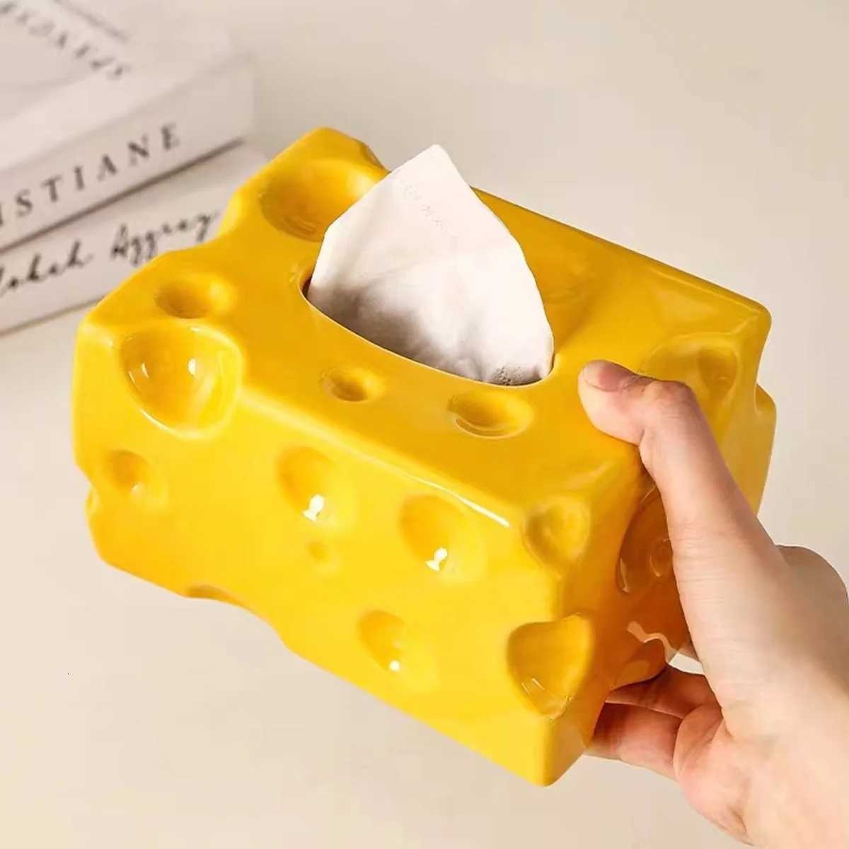 Creative Cheese Tissue Box Holder Simple Ceramic Dryer Sheet Container Napkin Toilet Paper Organizer Paper Box Towel Dispenser H251201