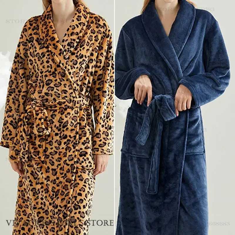 New Flannel Long Robe Home Dress Autumn Winter Thicken Warm Bathrobe Kimono Gown Sleepwear Loose Casual Coral Fleece Loungewear C251202