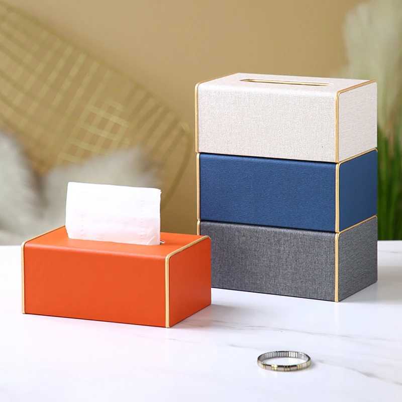 Leather Tissue Boxes Rectangar Paper Towel Napkin Box Creative He Desktop Simple Extractable Type Tissue Toilet Paper Holder H251201