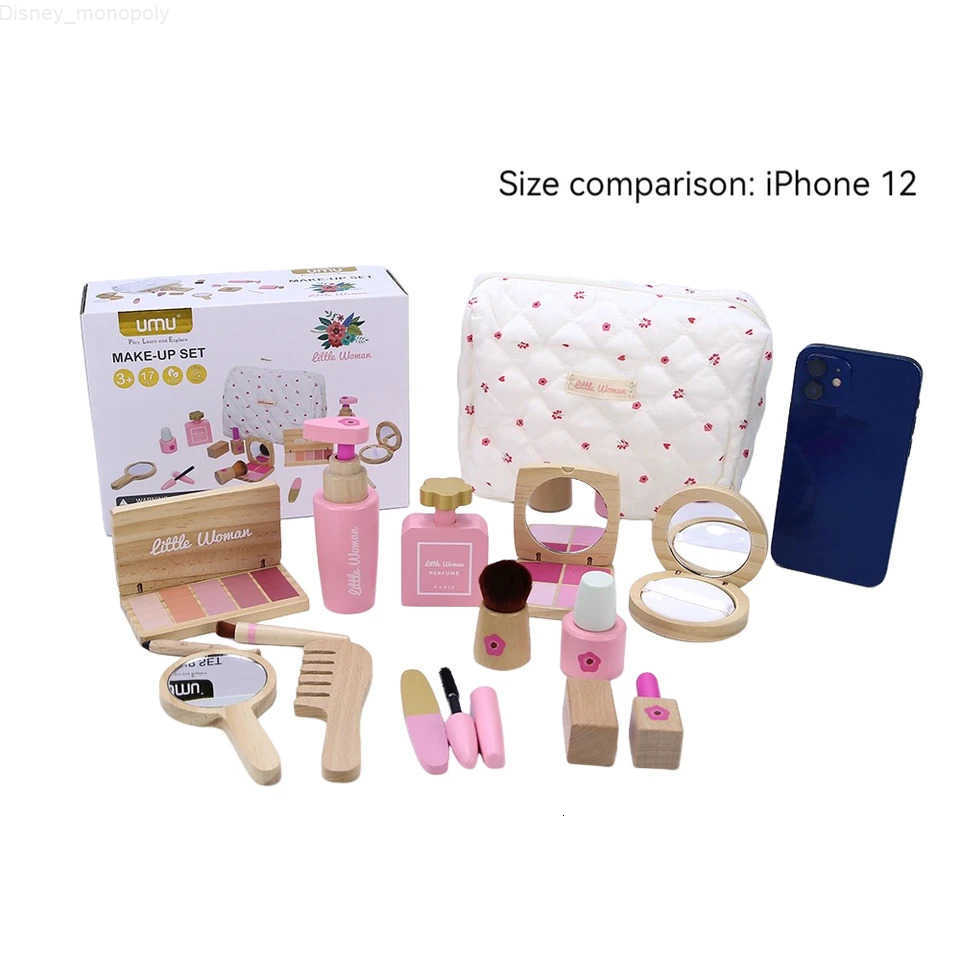 Disney Wooden Pretend Play Makeup Toys Simulation Cosmetics Set Girls Play Hairdressing Simulation Make Up Preschool Toys H251202