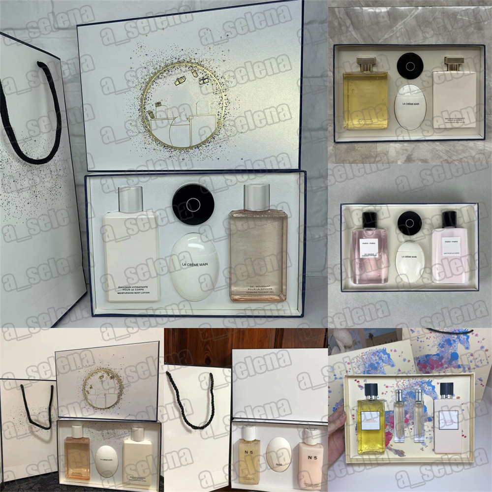 3 In 1 Skin Care Set Foaming Shower Gel Moisturizing Body Lotion 200ml Hand Cream 50ml Women Bath Sets