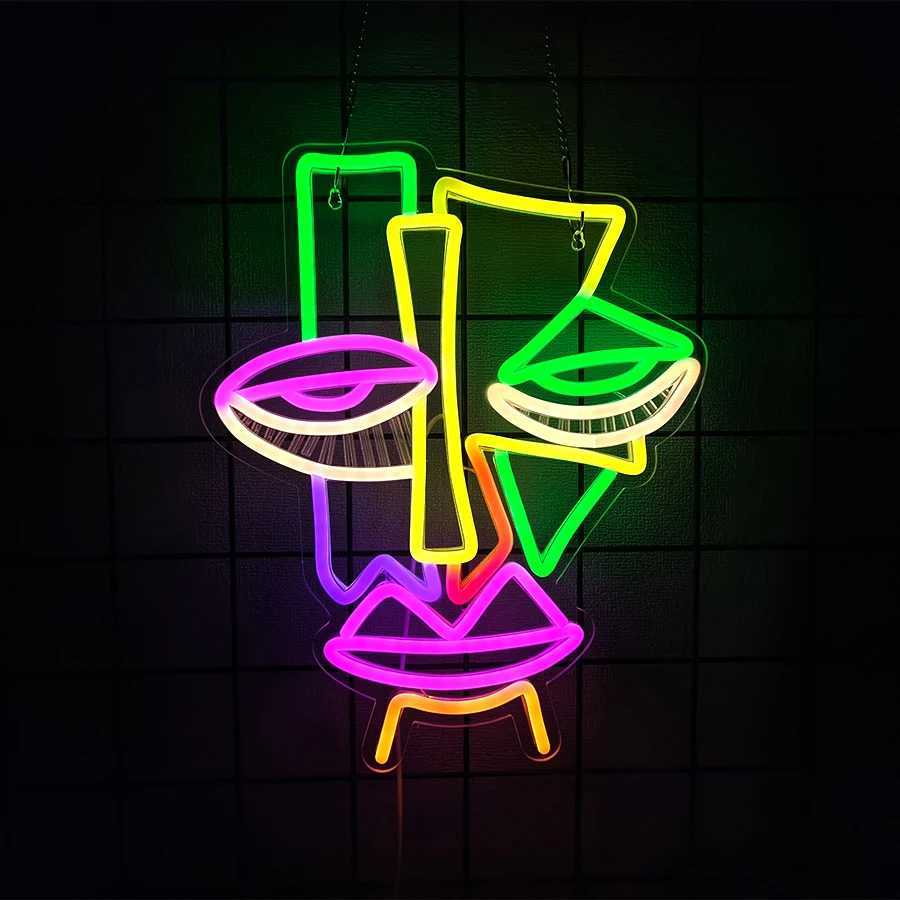 Abstract Face Series Neon Signs Handmade By Female Art Line Icon Used For Room Salon Beauty Salon Party Bar Office Decor H251201