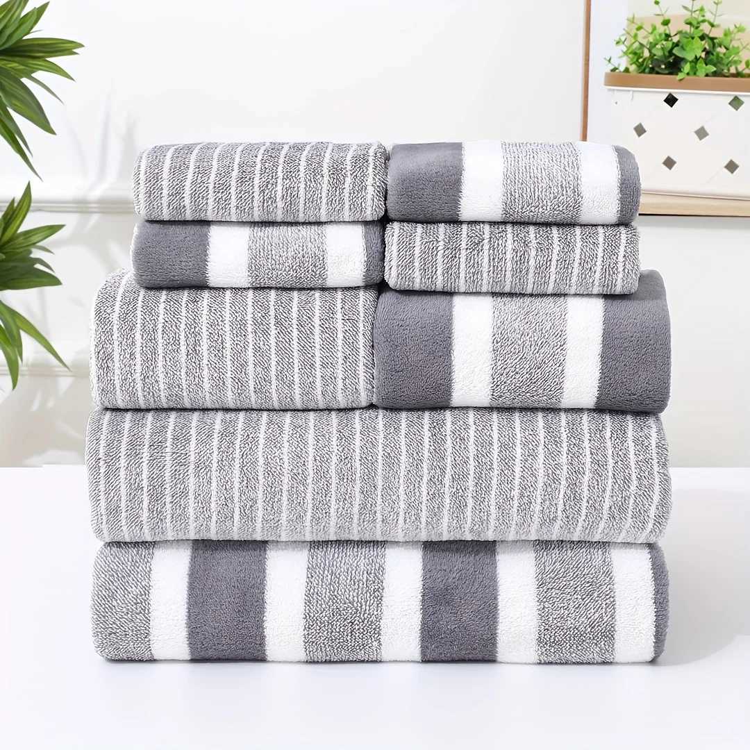 Towel 8-piece set of soft coral velvet towels suitable for bathroom travel and school use Y251202