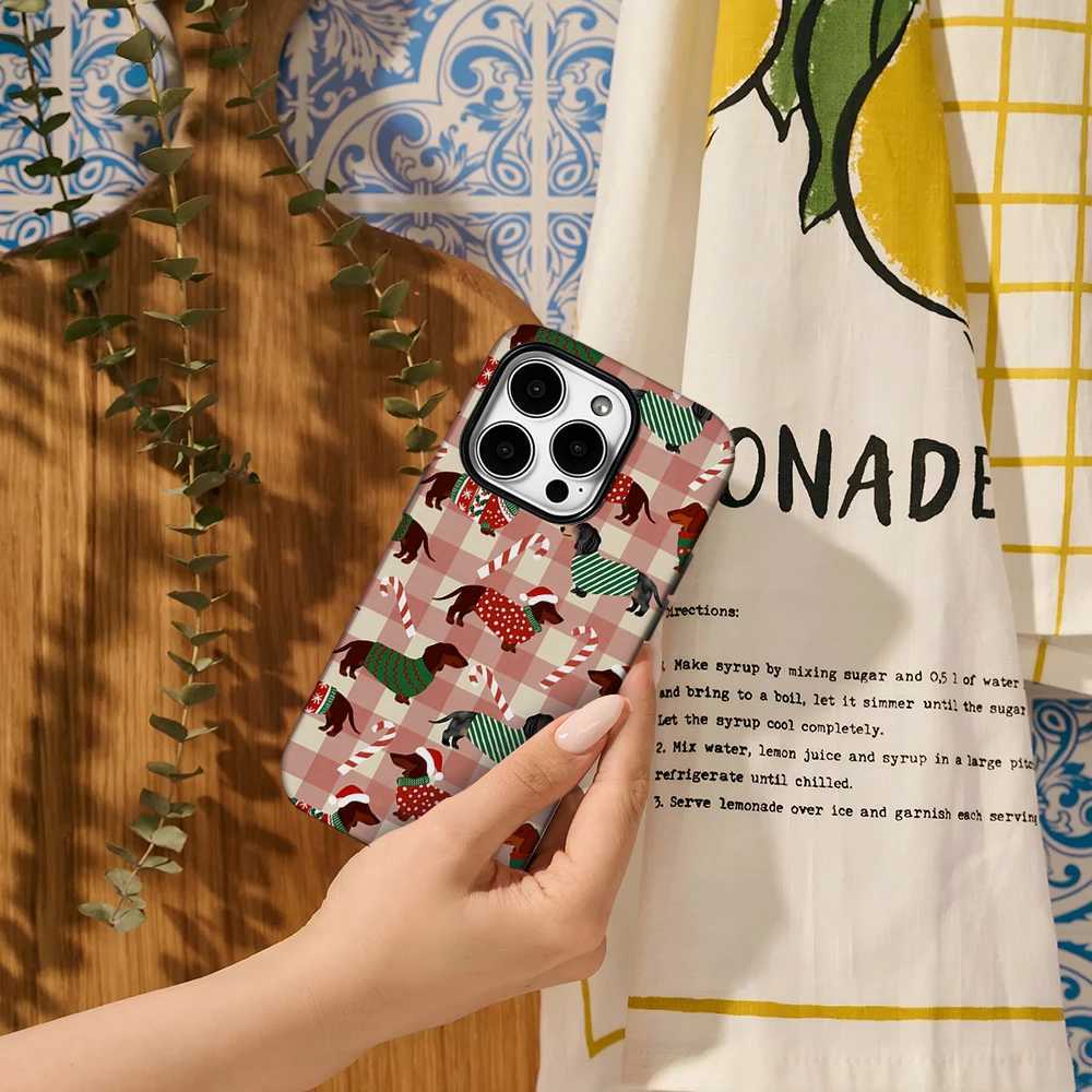 Christmas Dachshund Dog Phone Case for IPhone 16 15 14 13 12 11 X XS XR XSMAX 7 8 Pro Max Plus Double-layer Back Cover J251202