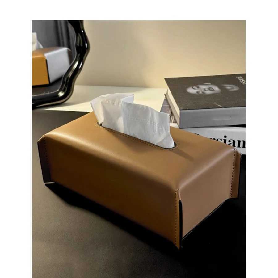 New Woven Tissue Box Leather Napkin Case Luxury Paper Cover Car Living Tissue Paper Holder Desktop He Tabletop Decoration H251201