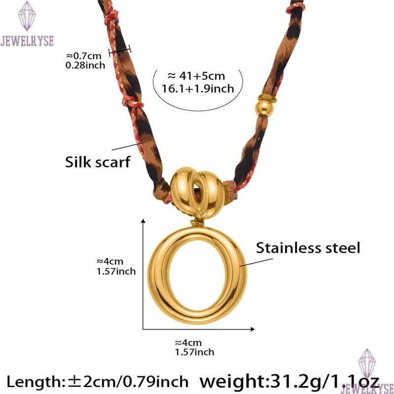 leopard-print silk scarf heart necklace designer for woman stainless steel circle pendant necklaces beach daily outfit jewelry birthday friend family 