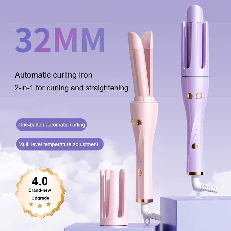 Autatic Hair 2 IN 1 Curlerstraightener Iron 32mm Curler Wand Professional Curly Tongs Ceramic Hair Roller Salon Styling Tool C251202
