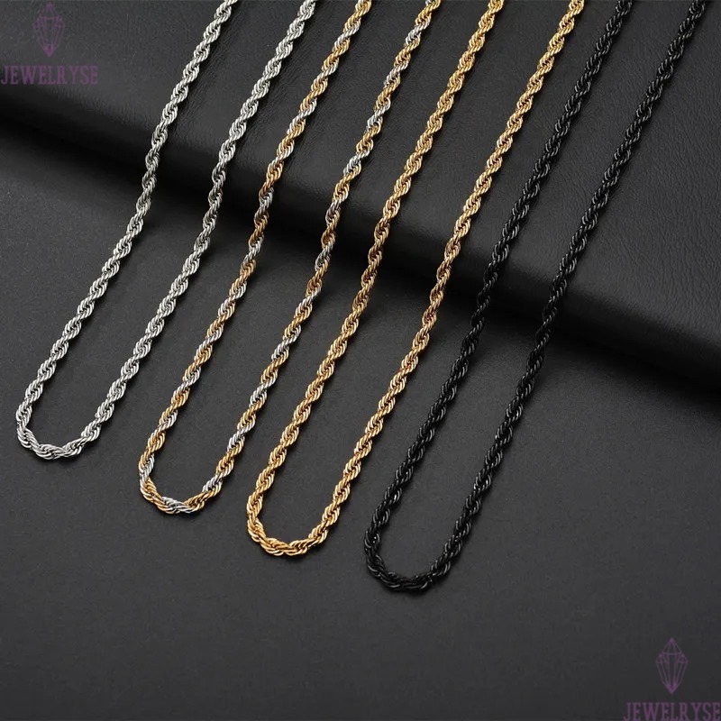 Hiphop Cool designer necklace For Women mens necklace Chains Twisted Rope Stainless Steel Gold Silver Black South American Necklaces Chain Choker Punk