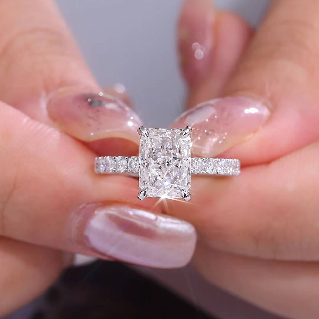 IGI Certified HPHT CVD Lab Grown Radiant Cut Diamond 3 Carats 14K Real Gold Jewelry Engagement Wedding for Women Ring