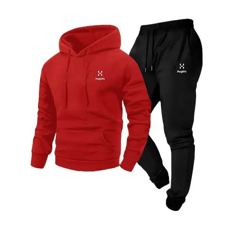 Mens casual and comfortable two-piece hooded sweatshirt and casual sports pants daily outdoor sports set W251202