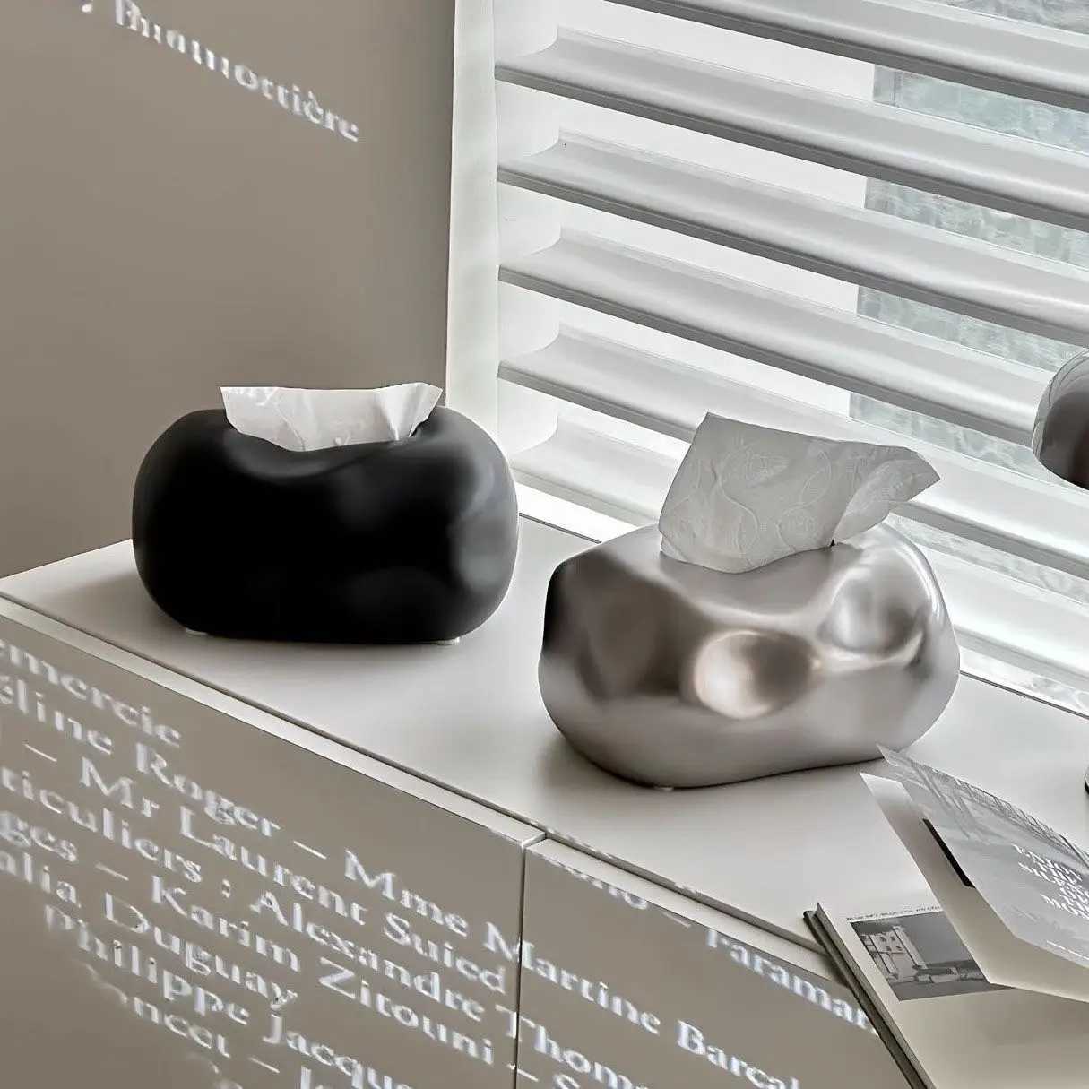 Wabi-sabi Style Ceramic Tissue Box Ins Tissue Box High-end He Living Ro Coffee Table tabletop Decoration He Decoration H251201