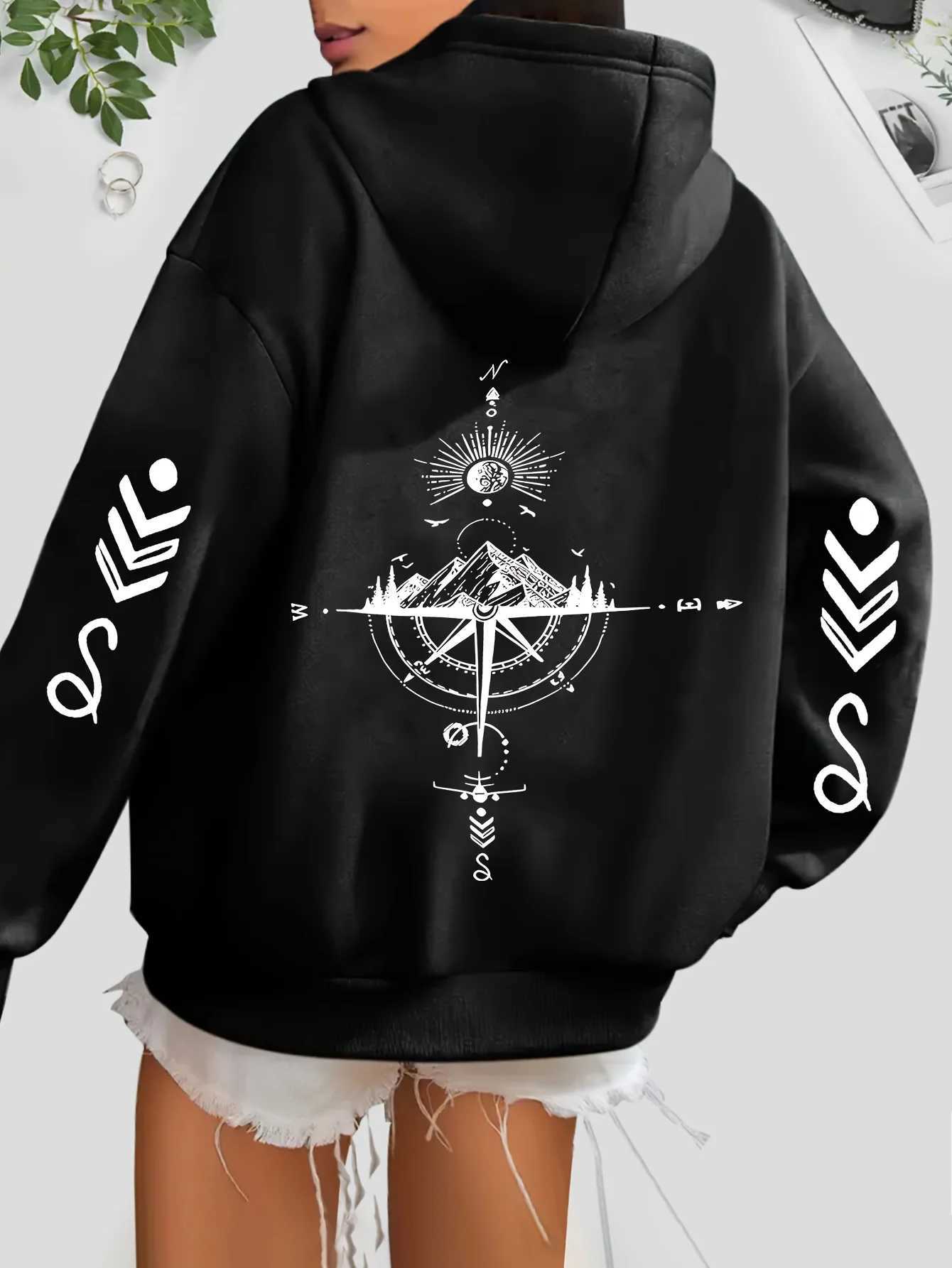 Mens Womens Sun Moon Print Hoodie Trendy Street Style Unisex Casual Hooded Sweatshirt with Pocket Mens Clothing J251203