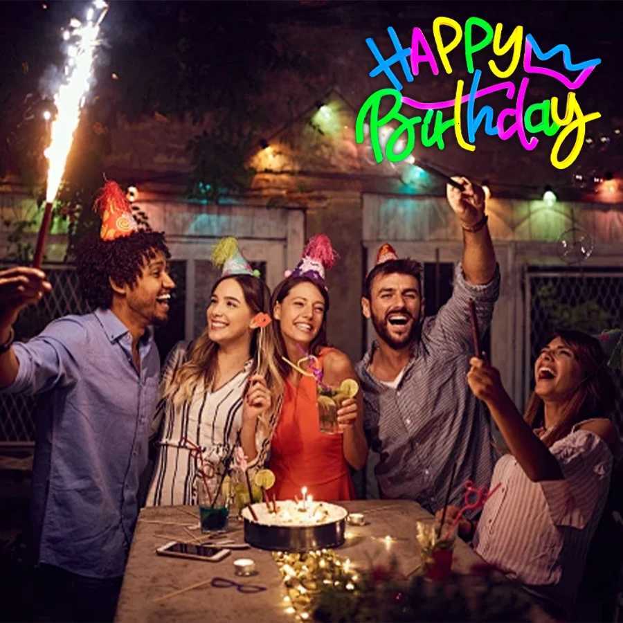 Happy Birthday Neon Sign For Birthday Party Wall Decor Party Decoration Home Bedroom Living Room Decor Bar Club H251201