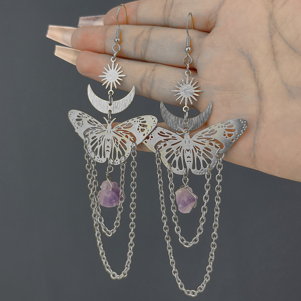 European And American Cross-Border Personality luxury designer Hollow Mushroom Flower Butterfly Tassel Pendant Simple Moon free shipping Earrings Jewe