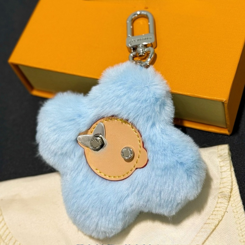Luxury Plush Cherry Blossom Bag Charms Hanging Decoration Keychains Lanyards Sunflower Bag Pendant Brand Fashion Keychain