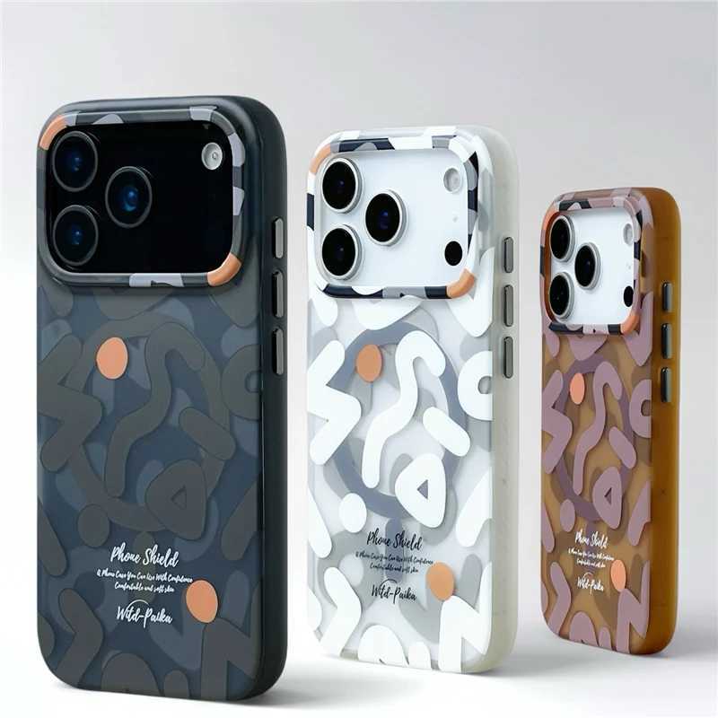 Trendy Graffiti Pattern for Wireless Charge Case For iPhone 17Air 17Pro 16 15 17Pro Max Matte Shockproof Magnetic Cover J251202