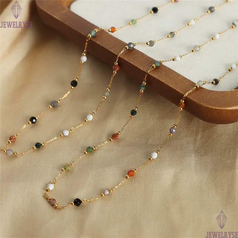 natural stone stainless steel 18k gold chain necklace designer for woman party home luxury necklaces school choker women jewelry travel birthday frien