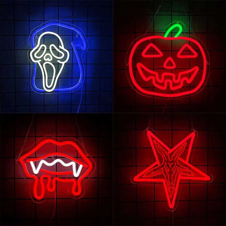 Ghosted House Series Led Neon Sign Gothic Wall Art Decor Used For Room Bar Man Cave Haunted House Halloween Art Wall Lamp H251201