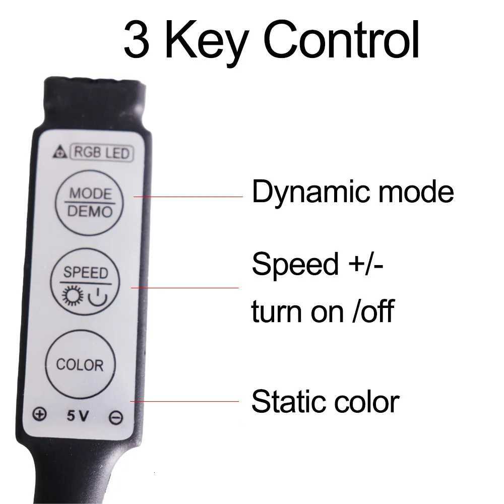 RGB LED Strip Light USB 5V SMD5050 3 Key LED waterproof Flexible Lamp TV Background Light Bar Family Party Decoration Lighting H251201