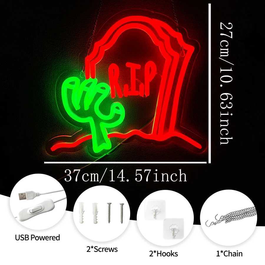 Haunted House Led Neon Sign Weird Tombstone Icon Used For Bedroom Game Room Man Cave Halloween Art Decor Usb Powered H251201
