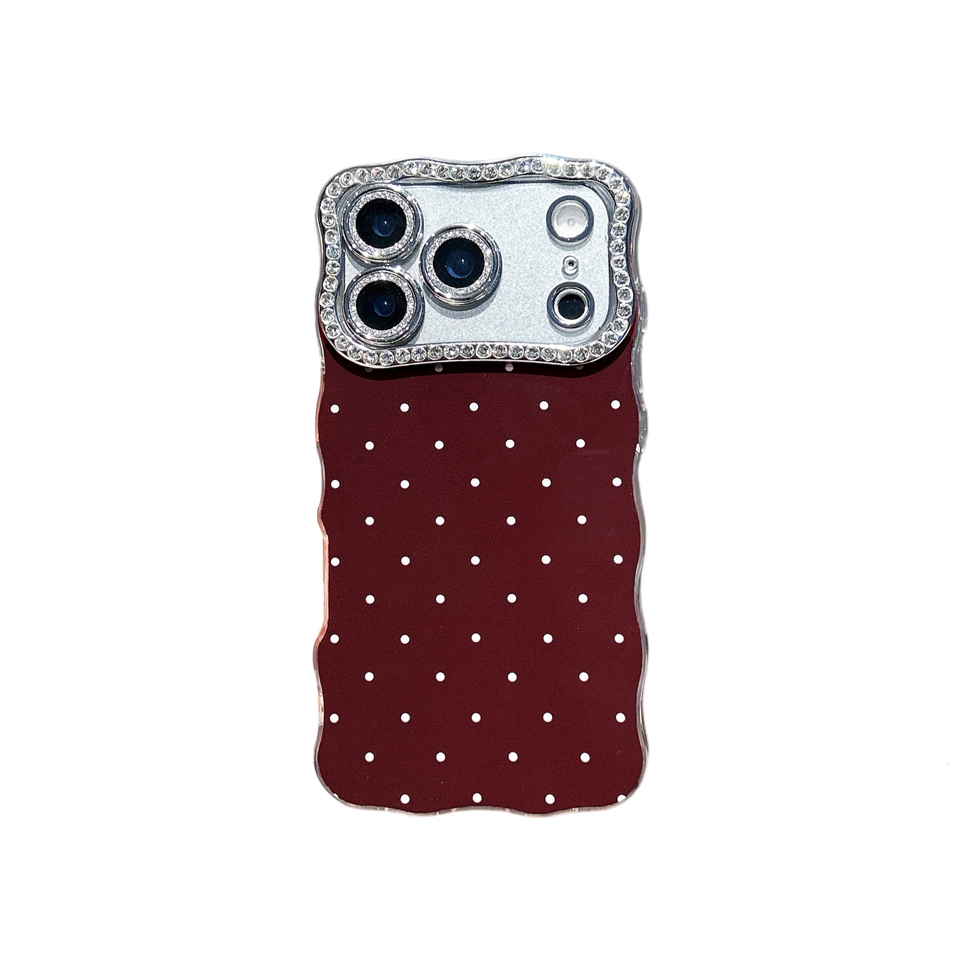 Twisted Edge Polka Dot Phone Case iPhone 17 Pro Max Compatible with Apple 16/15 Pro Diamond Lens Hard Protective Case
