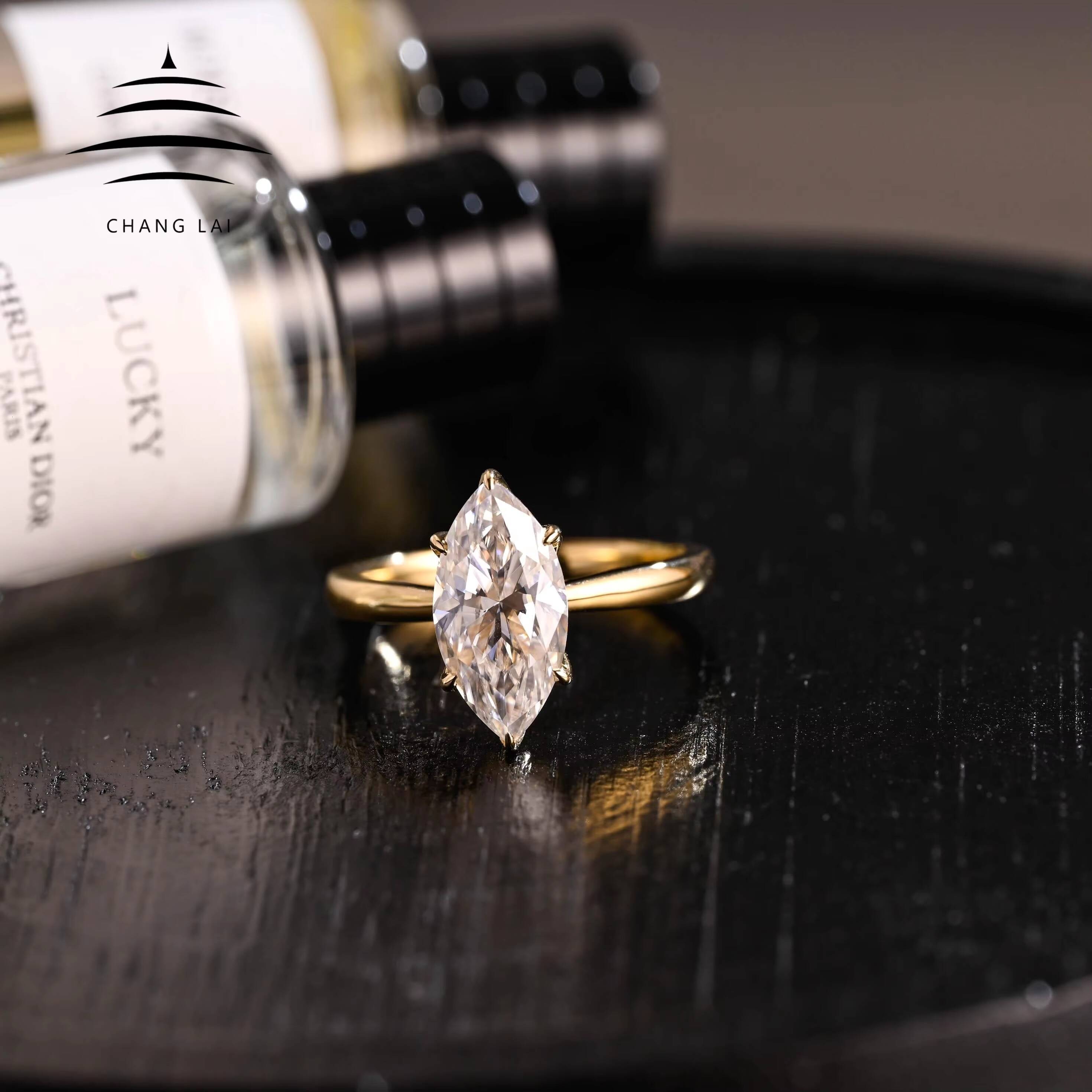 CHANG LAI Customized Jewelry 18k Yellow Gold 3 Ct Clarity Vvs Vs d Color 4ct Lab Grown Diamonds Marquise Ring for Women